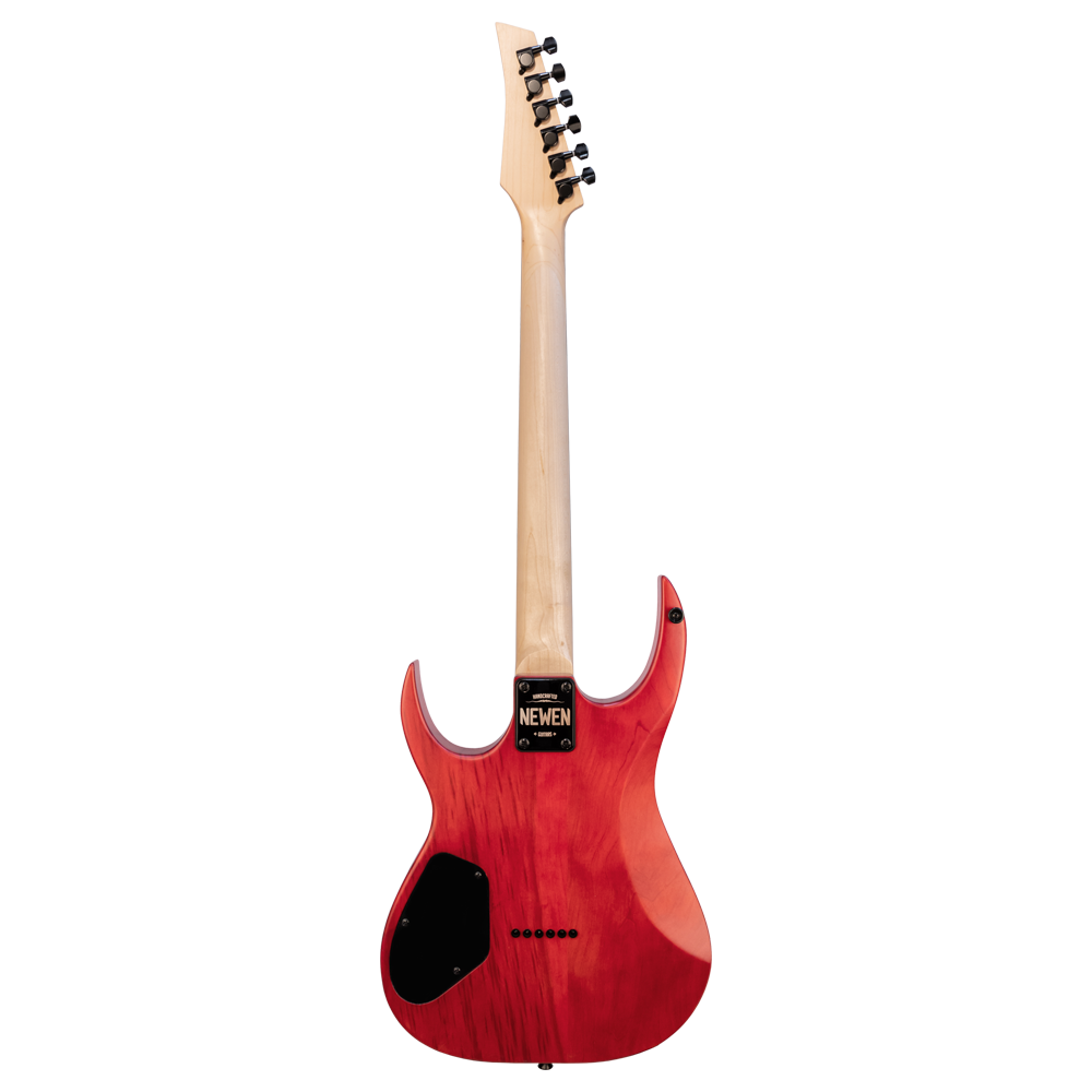 Newen Rock Series Double Cutaway 6 String Electric Guitar, Solid White Oak Wood, Red