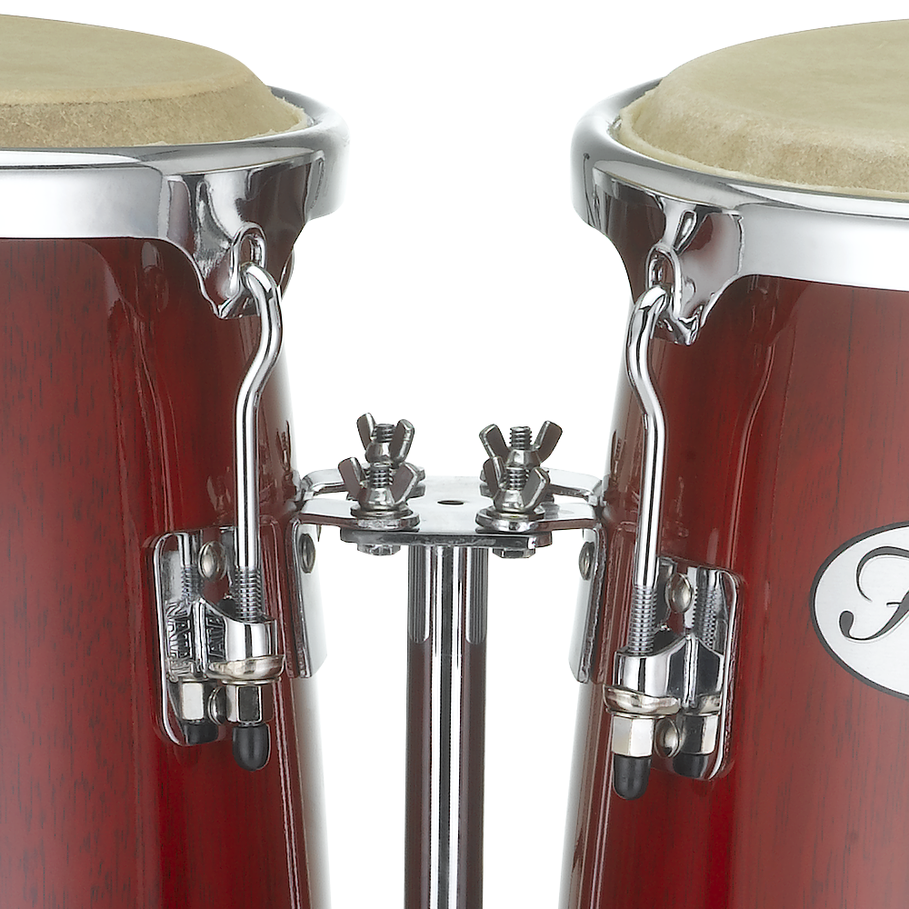Natal NGU1011-RHC Natural Wood Congas 10inch and 11inch Chrome Hardware Stand, Red Gloss