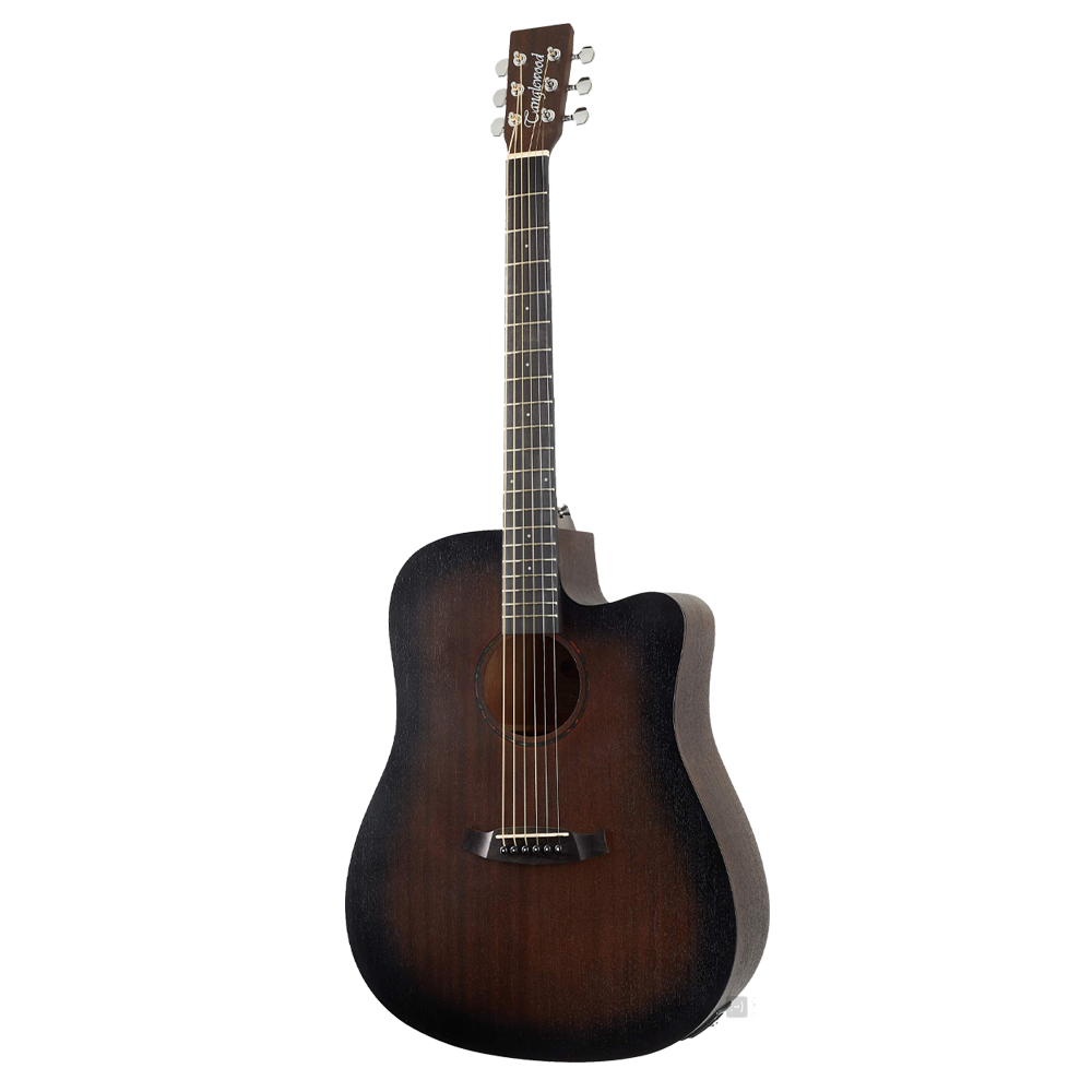 Tanglewood Crossroads TWCR DCE F Dreadnought Cutaway Semi Acoustic Guitar with Fishman Pickup, Whiskey Barrel Burst Satin Finish, Free Padded Bag