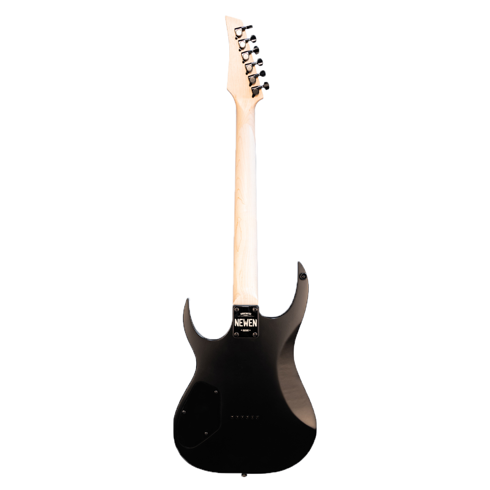Newen Rock Series Double Cutaway 6 String Electric Guitar, Solid White Oak Wood, Black