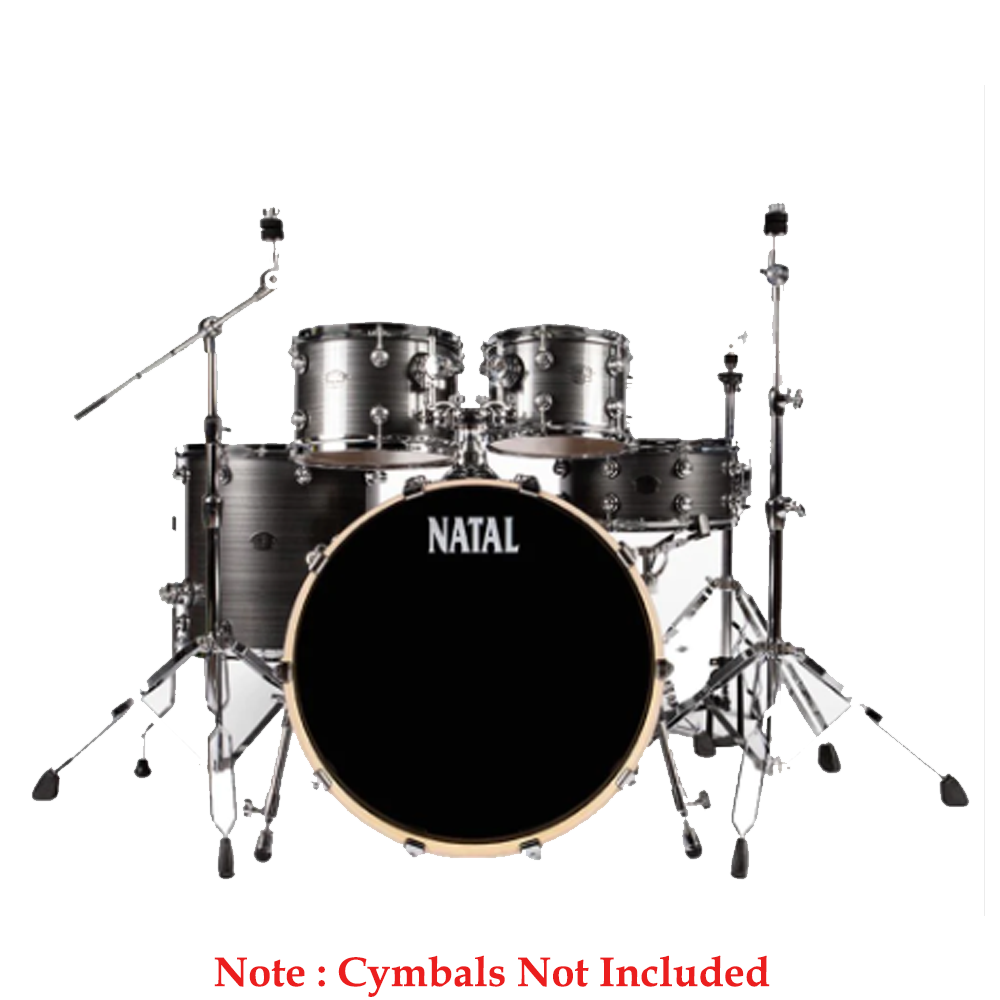 Natal Arcadia Birch Series KARB-F20-GST 5 Piece Acoustic Drum Kit With Hardware, Grey Strata