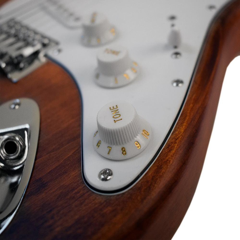 Newen Stratocaster Style Electric Guitar, White oak Wood 