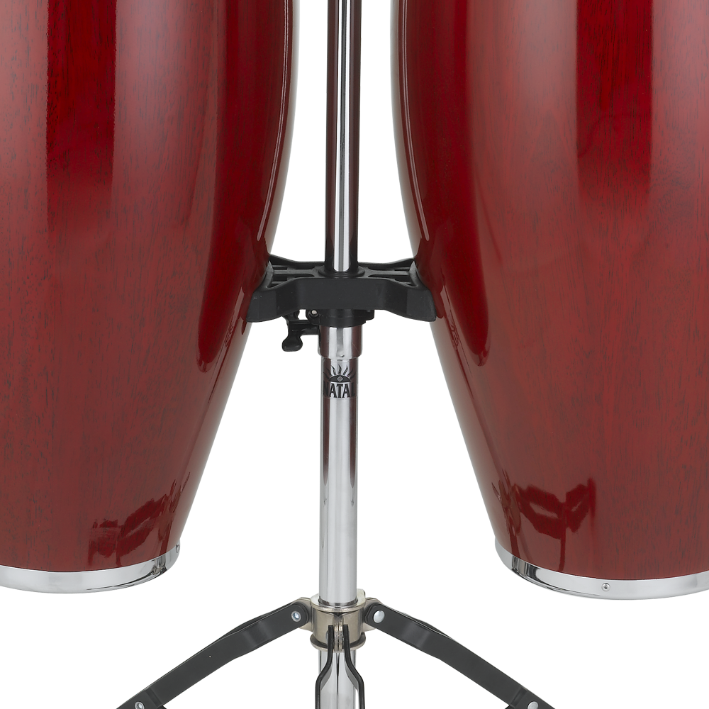 Natal NGU1011-RHC Natural Wood Congas 10inch and 11inch Chrome Hardware Stand, Red Gloss