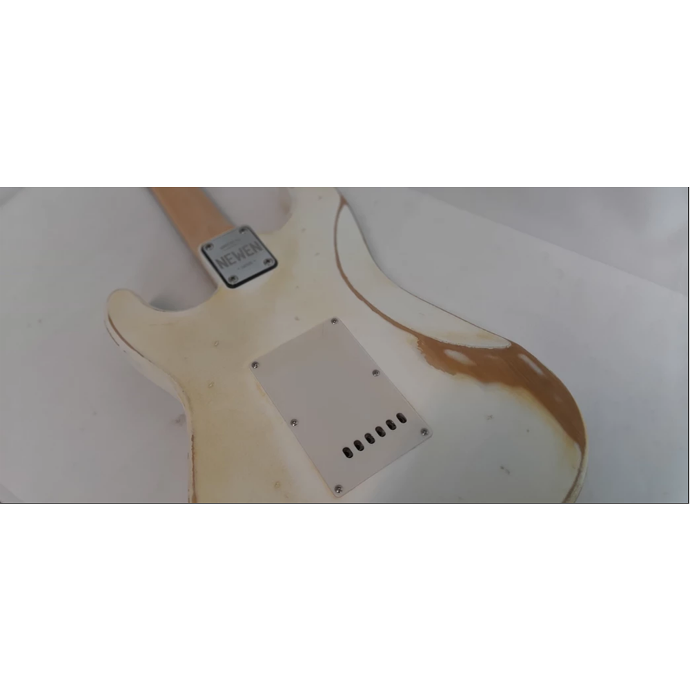 Newen Relic Finish Stratocaster Electric Guitar White Oak Wood 