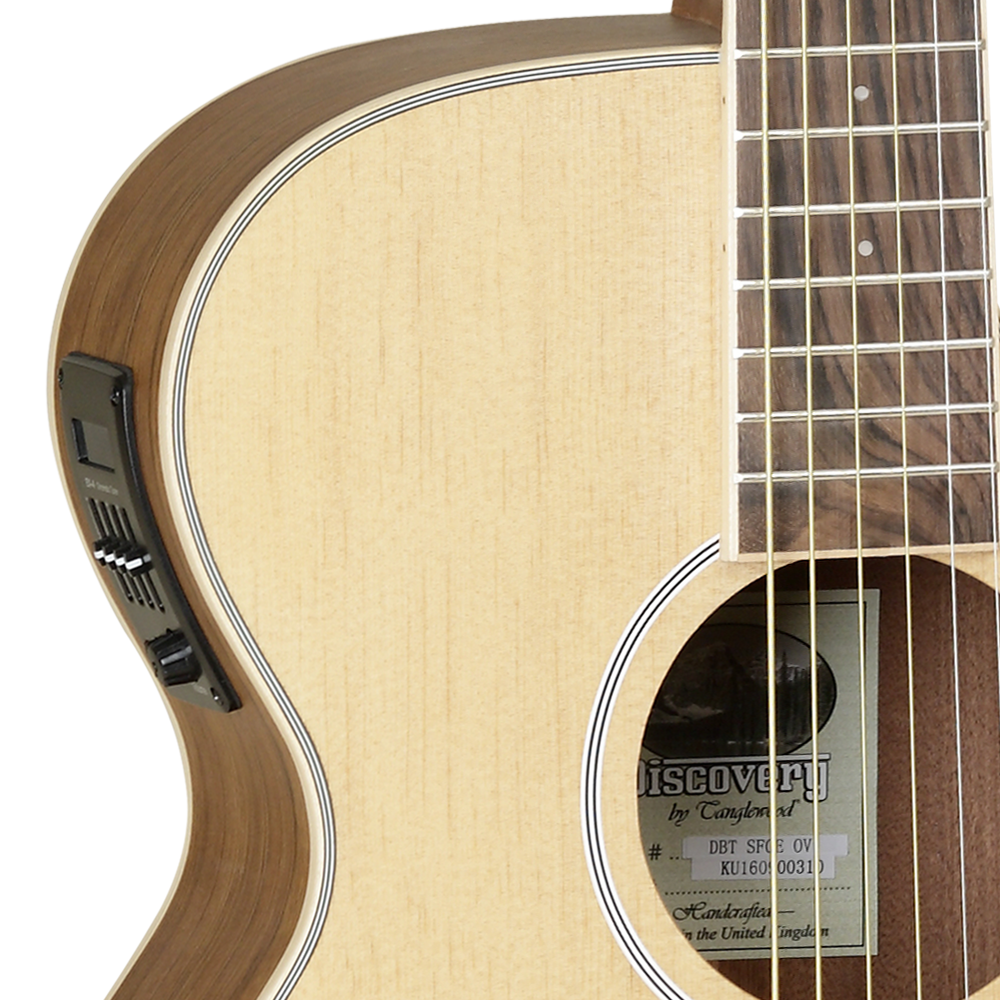 Tanglewood Discovery Exotic TW DBT SFCE OV Semi Acoustic Guitar, Super Folk Cutaway, Natural Open Pore Satin Finish, Ovangkol Back, Free Padded Bag