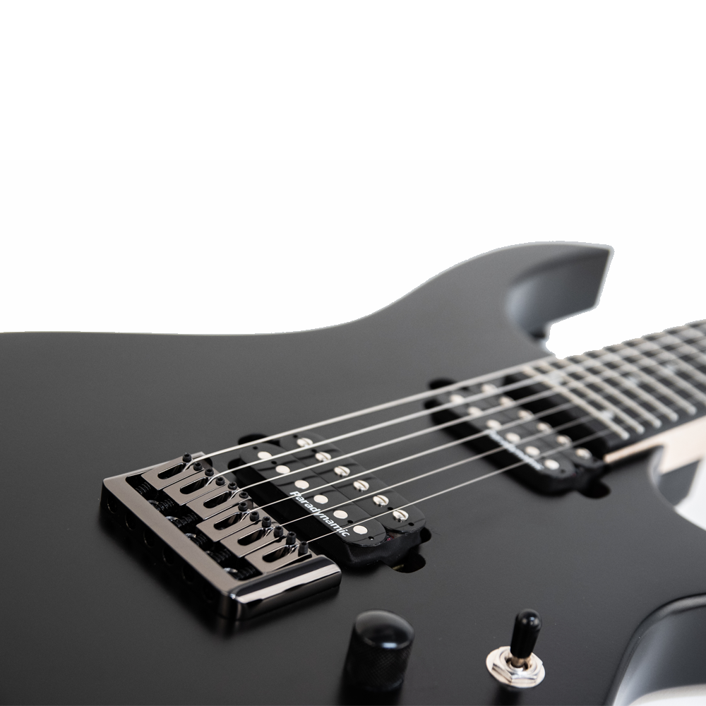 Newen Rock Series Double Cutaway 6 String Electric Guitar, Solid White Oak Wood, Black