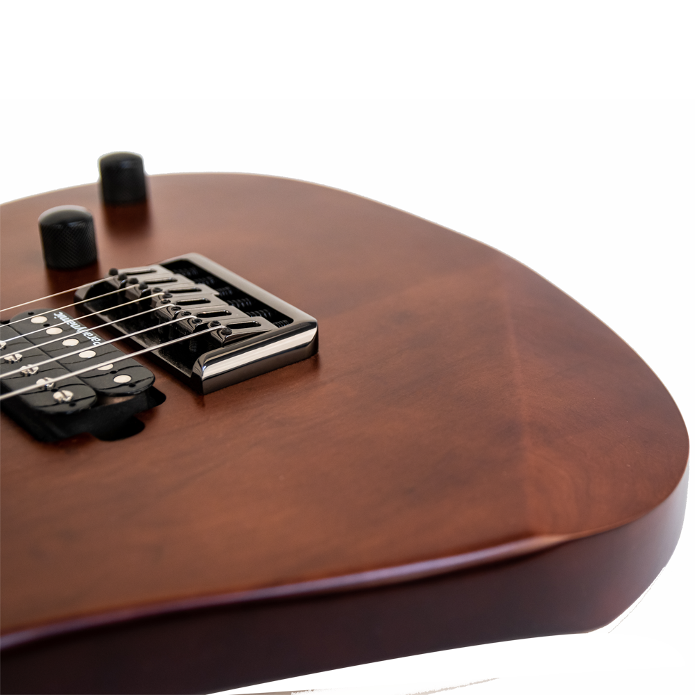 Newen Rock Series Double Cutaway 6 String Electric Guitar, Solid White Oak Wood, Dark