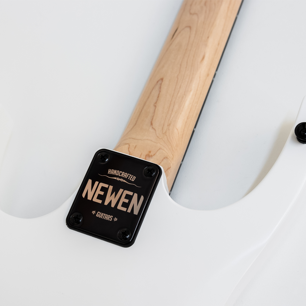 Newen Rock Series Double Cutaway 6 String Electric Guitar, Solid White Oak Wood, White