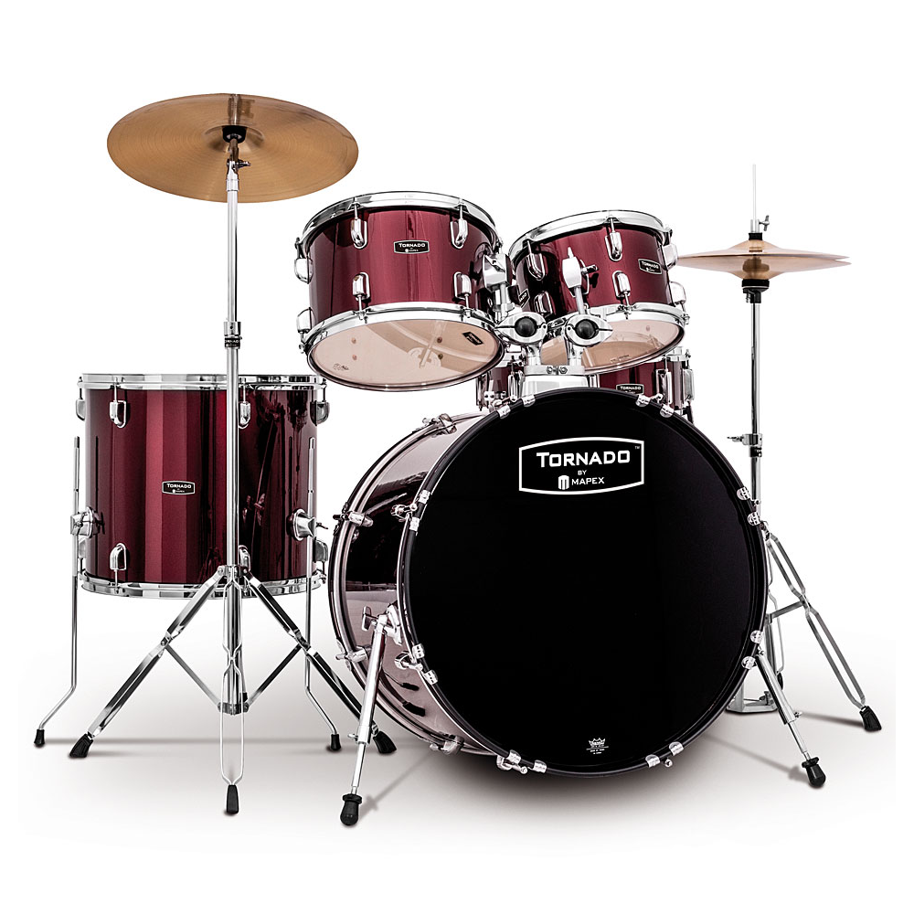 Mapex Tornado 5-Piece Drum Kit with Hardware and Cymbals, Wine Red